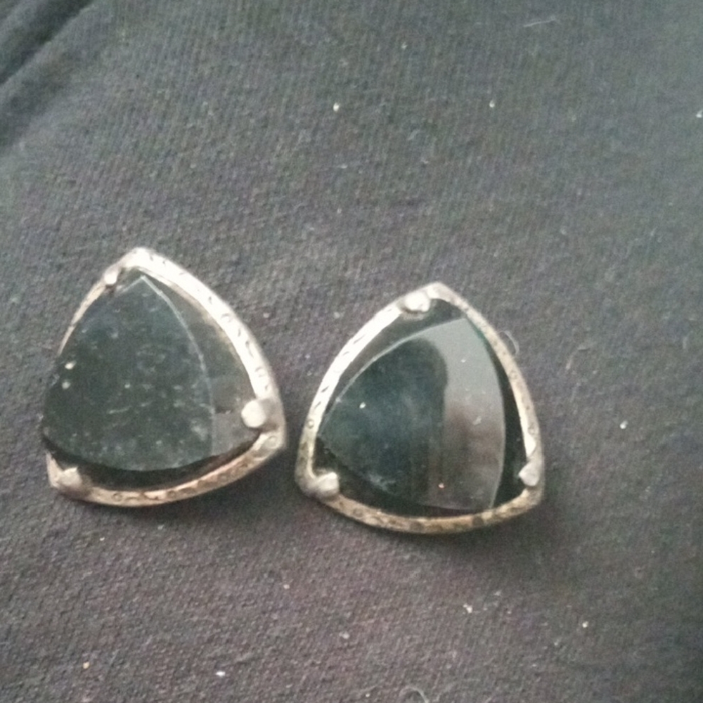 Elegant Black and Silver Triangle Earrings